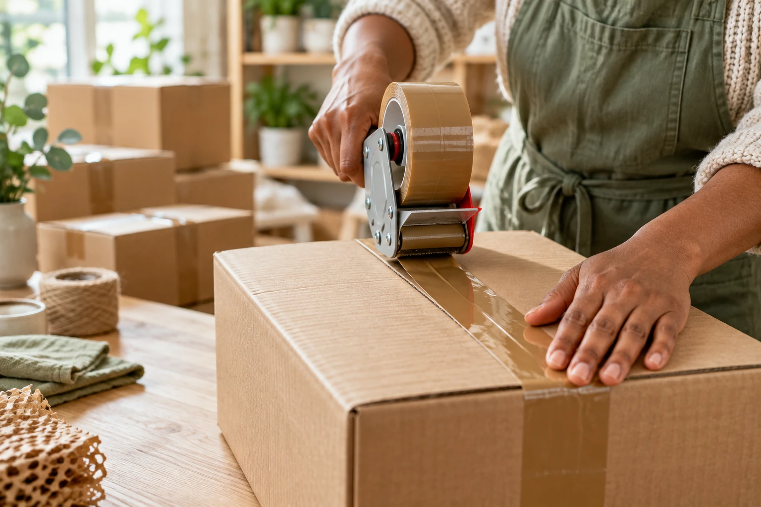 A box being sealed